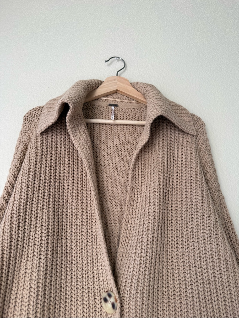Free People Taupe Chunky Collared Button Cardigan - Picture 3 of 11
